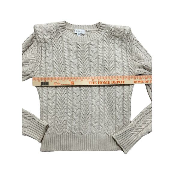 Evereve Alexis Strong Shoulder Cable Pullover Sweater Women’s Small Cream - Picture 5 of 10